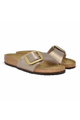 Ciabatta Birkenstock Madrid colore rosa laminato. BIRKENSTOCK- | MADRID BIG BUCKLE GRACEFUL TAUPE BIRKO FLAMINATO ROSA